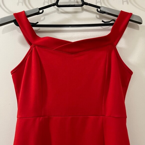 SHEIN Womens Red High-Low Asymmetric Salsa Ruffle Sheath Dress Back Zipper Sz M - Picture 4 of 12